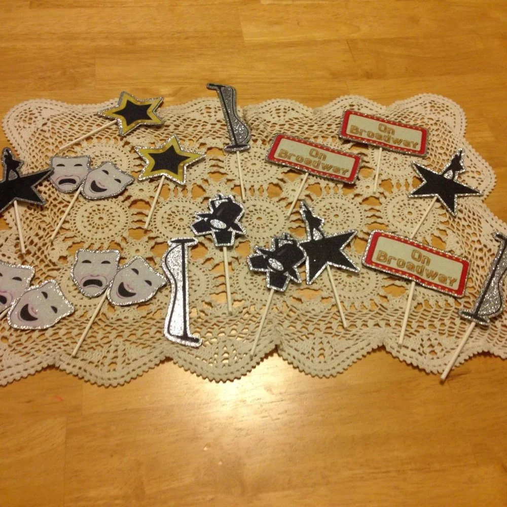 Broadway / Theatre themed cake / cupcake toppers